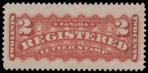 Lot 412, Canada 1888 two cent deep rose carmine Registration, XF NH