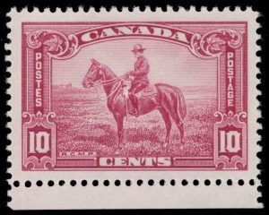 Lot 798, Canada 1935 ten cent carmine rose RCMP with broken leg variety, XF NH