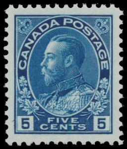 Lot 690, Canada 1914 five cent dark blue Admiral, XF NH