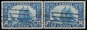 Lot 507, Canada 1929 fifty cent dark blue Bluenose with "Man on the Mast" variety in a VF used pair