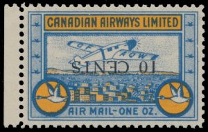 Lot 614, Canada 1932 Canadian Airways Ltd. with inverted 10 cents surcharge, VF NH