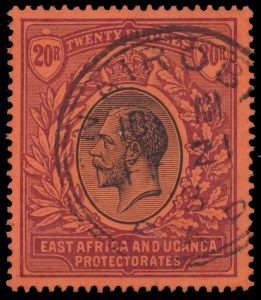 Lot 918, East Africa and Uganda Protectorates 1912-18 20r violet King George V, VF c.d.s