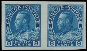 Lot 189, Canada eight cent blue Admiral horizontal imperforate pair, VF mint