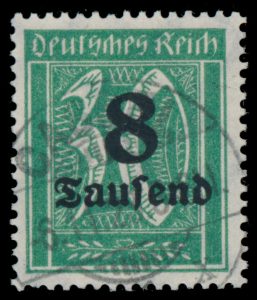 Lot 507, Germany eight thousand M on 30M green surcharge with neat c.d.s.