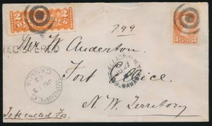 Lot 632, Canada 1882 Registered cover from Winnipeg to Fort Ellice NWT 