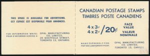 Cover of Lot 332, Canada 1970 2c, 3c Centennial Opal Booklet, VF NH