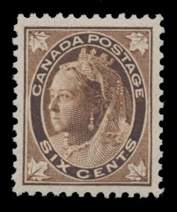 Lot 115, Canada 1897 six cent brown Queen Victoria Leaf, XF NH, sold for C$526