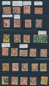 Lot 603, Canada selection of 102 better fancy cancels on Small Queen stamps, sold for C$2,106