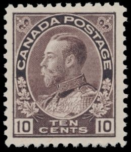 Lot 162, Canada 1912 ten cent plum Admiral, VF NH