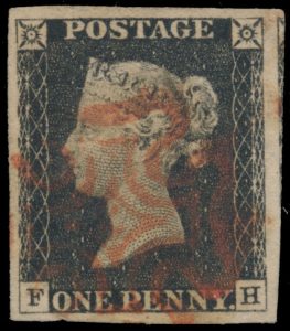 Lot 391, Great Britain 1840 penny black position FH, VF with Maltese Cross in red