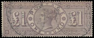 Lot 416, Great Britain 1884 £1 brown violet Queen Victoria, Watermark Three Crowns, Fine used