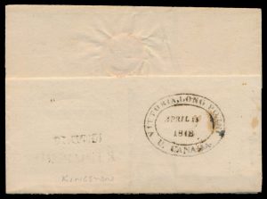 Lot 712, Norfolk 1818 Vittoria Long Point double oval on folded cover, Kingston to District of Johnstown