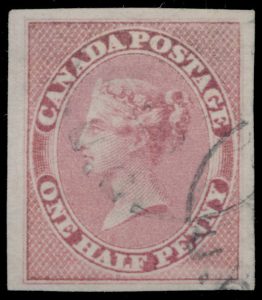 Lot 20, Canada 1857 half cent rose Queen Victoria sold for C$994