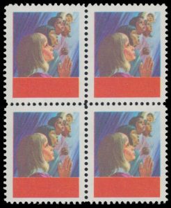 Lot 228 Canada 1969 Children Praying Christmas Issue with black omitted, XF NH block of four