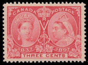 Lot 81, Canada 1897 three cent rose Jubilee, XF NH, sold for C$140