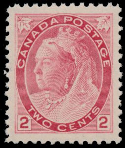 Lot 119, Canada 1899 two cent carmine Numeral, XF NH, sold for C$351