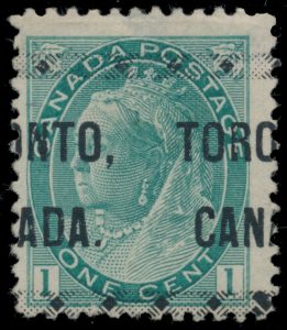 Lot 247, Canada Toronto Style 1 precancel on one cent Queen Victoria Numeral, Fine ng