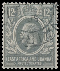 Lot 351, Kenya, Uganda and Tanganyika 1921 twelve cent slate grey King George V, watermarked, F-VF used