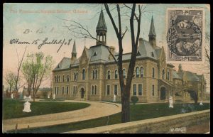 Lot 400, Canada 1908 half cent Québec Tercentenary on picture postcard, Ottawa to Orange River Colony, front