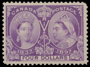 Lot 73, Canada 1897 four dollar purple Jubilee, VF NH