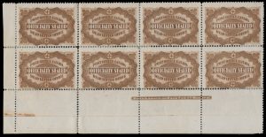 Lot 164, Canada 1879 yellow brown Officially Sealed in Fine mint block of eight