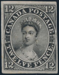Lot 3, Canada twelve pence Queen Victoria plate proof in black on india, Fine