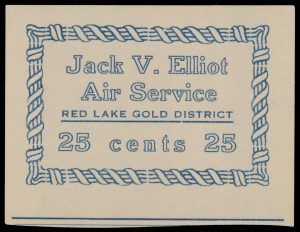 Lot 252, Canada 1926 twenty-five cent Jack V. Elliot Air Service unofficial essay, XF NH