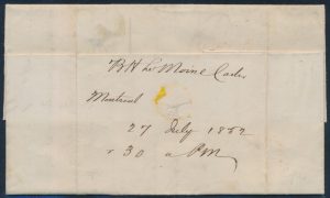 Lot 517, Back of Canada 1852 six pence slate violet Consort on folded letter Montréal to New York