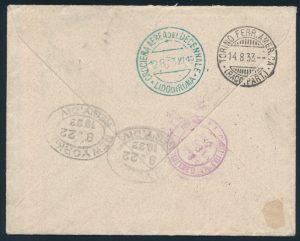 Reverse of Lot 735, 1933 Italo Balbo return flight, New York to Rome