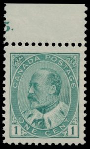 Lot 93, Canada 1903 one cent green Edward VII XF NH