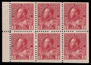Lot 119, Canada 1917-22, two cent carmine Admiral squat printing VF NH booklet pane of six, sold for C$585