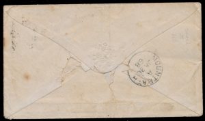 Lot 626, Tasmania 1867 1d Soldier's Rate cover to Ireland, sold for C$936