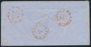 Lot 666, India 1859 four anna black, tied to cover by "139" diamond of bars, sold for C$556
