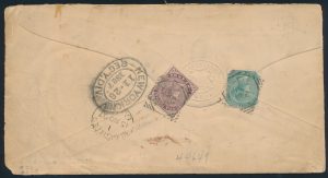 Lot 685, India 1887 multi-colour franking cover, registered from Afghanistan to Fargo, Dakota, sold for C$1,989