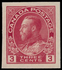 Lot 140, Canada 1924 one cent yellow to three cent carmine yellow Admiral imperf singles, VF NH, sold for C$263