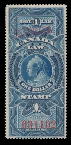 Lot 288, Canada 1916 one dollar blue Victoria Law Stamp with red "In Prize" overprint, VF hinged, sold for C$497