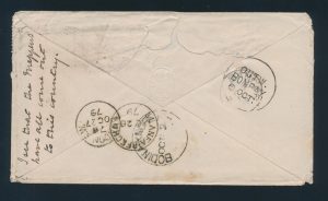 Lot 684, 1879 India cover Bombay to London forwarded to Llanfairfechan Wales, sold for C$234