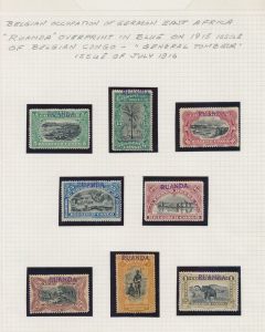Lot 534, German East Africa 1916 five cent to five franc "Ruanda" Occupation overprints on Belgian Congo, VF mint