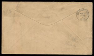 Reverse of Lot 673, Canada 1918 Tremper Longman pioneer airmail flight, Ottawa to Toronto