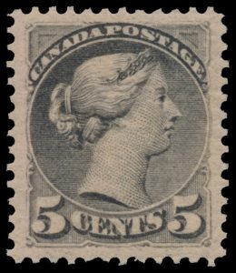 Lot 118, Canada 1888-1897 five cent grey Small Queen, VF NH, sold for C$877