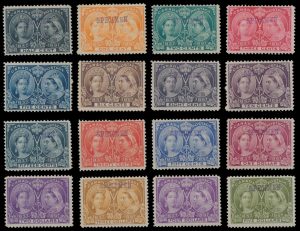 Lot 131, Canada 1897 Diamond Jubilee set with SPECIMEN overprint mint o.g., sold for C$3,744