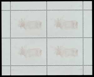 Lot 280, Canada 2003 five dollar Moose pane of four with strong offset on back, sold for C$409