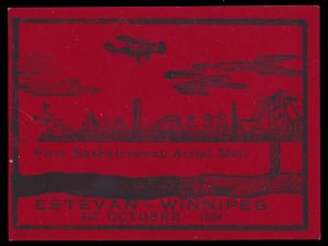Lot 302, Canada 1924 one dollar black on red Estevan-Winnipeg semi-official airmail, sold for C$380