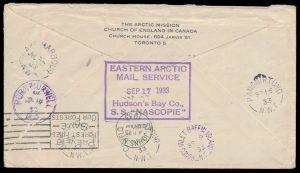 Lot 670, Canada 1933 Nascopie multiple redirected cover, sold for C$497