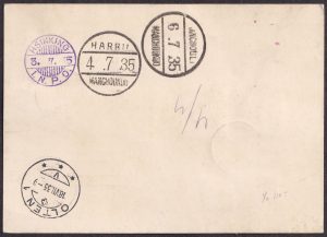 Lot 336, Japan 1935 registered airmail postal card Tokyo to Olten Switzerland, sold for C$321
