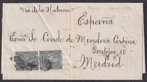 Lot 373, Mexico 1877 folded letter to Madrid via Havana, sold for C$263