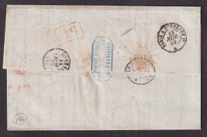 Lot 474, USA 1859 stampless transatlantic folded letter, San Francisco to Cognac France via Panama, sold for C$760