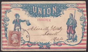 Lot 476, USA 1861 patriotic Civil War Cover Cairo Illinois to Lowell Massachusetts, sold for C$292