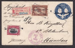 Lot 524, USA 1905 uprated Louisiana Purchase & Pan-American Exposition cover to Germany, sold for C$263