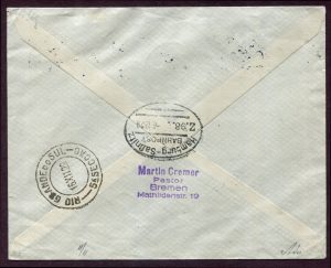 Lot 128, Denmark 1929 registered airmail cover Brazil, sold for C$210